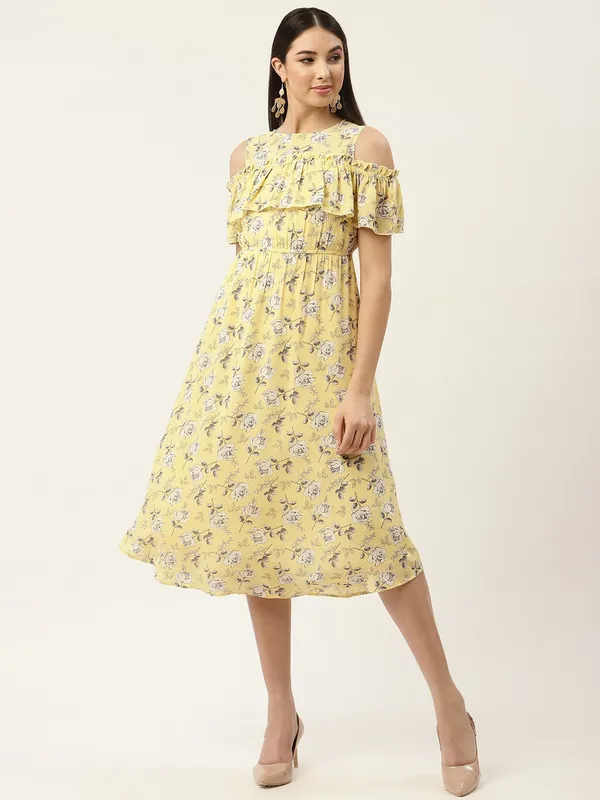 Yellow_Georgette_Printed_dress