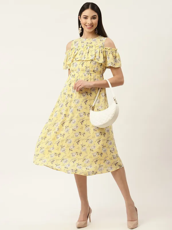 Yellow_Georgette_Printed_dress