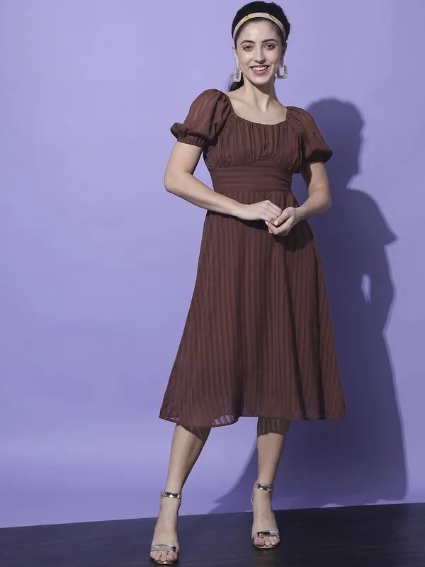 Brown_Georgette_Solid_dress
