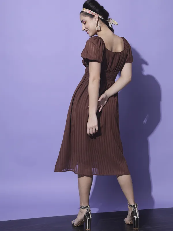 Brown_Georgette_Solid_dress