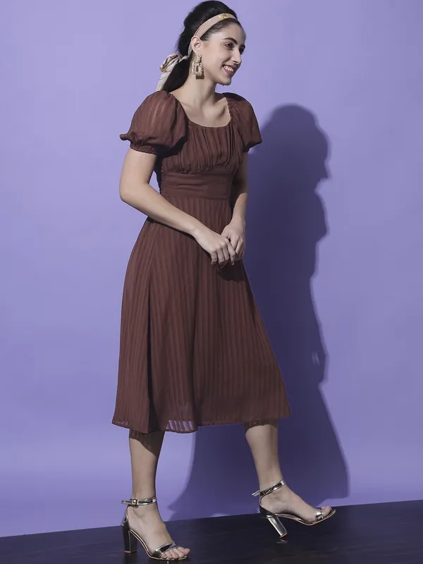 Brown_Georgette_Solid_dress