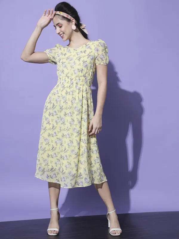 Yellow_Georgette_Printed_dress