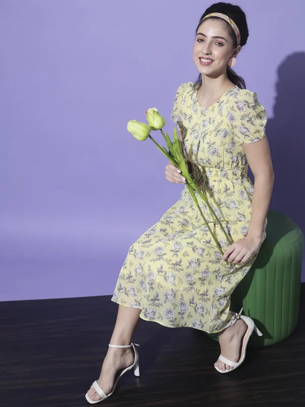 Yellow_Georgette_Printed_dress
