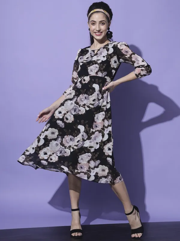 Black_Georgette_Printed_dress