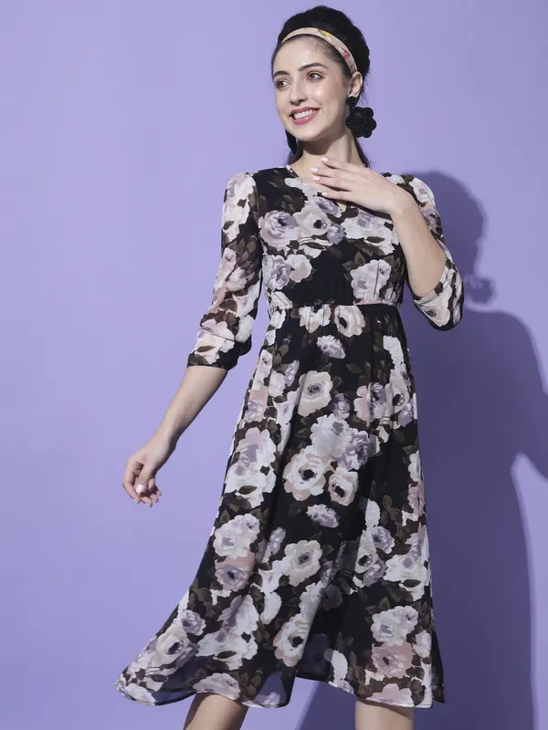 Black_Georgette_Printed_dress