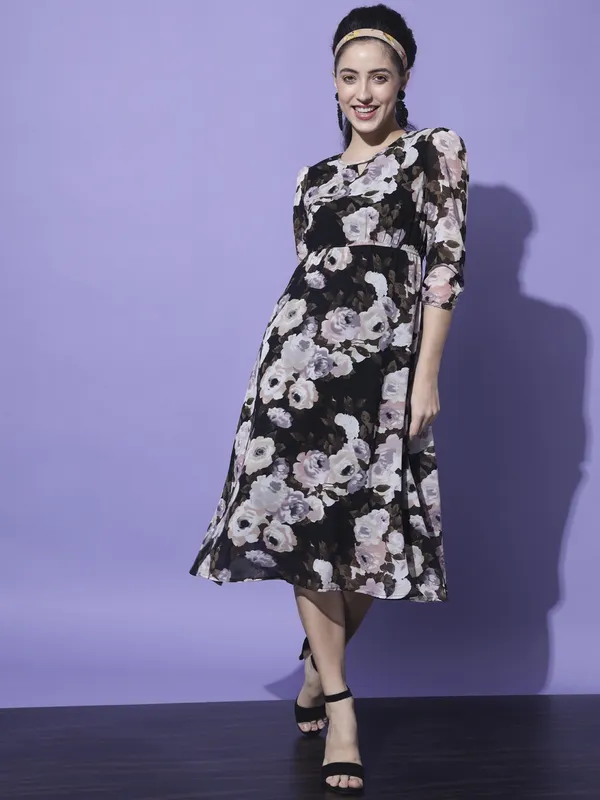 Black_Georgette_Printed_dress