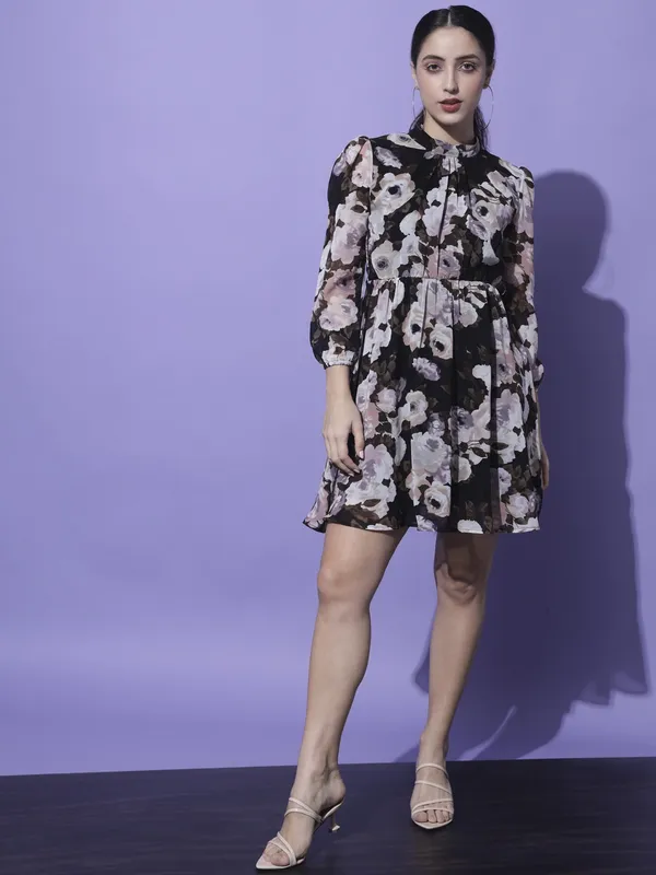 Black_Georgette_Printed_dress
