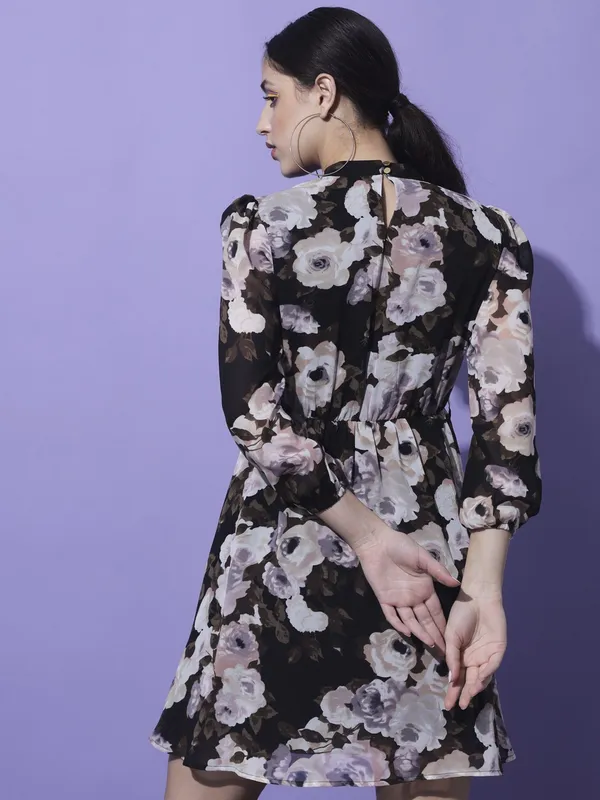 Black_Georgette_Printed_dress