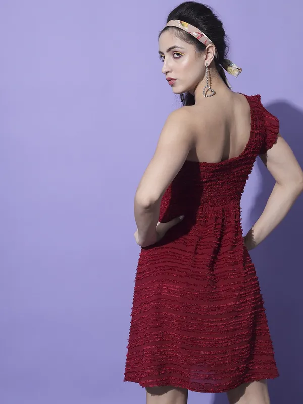 Maroon_Georgette_Self_Design_dress