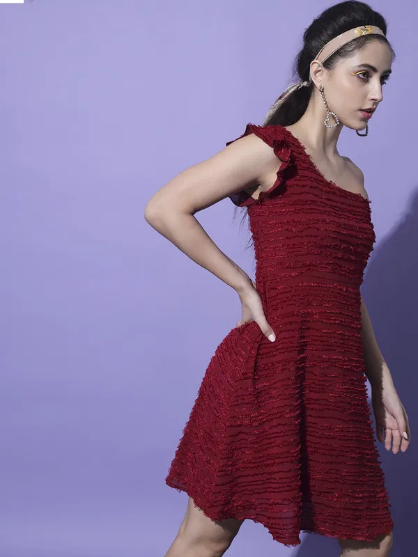 Maroon_Georgette_Self_Design_dress
