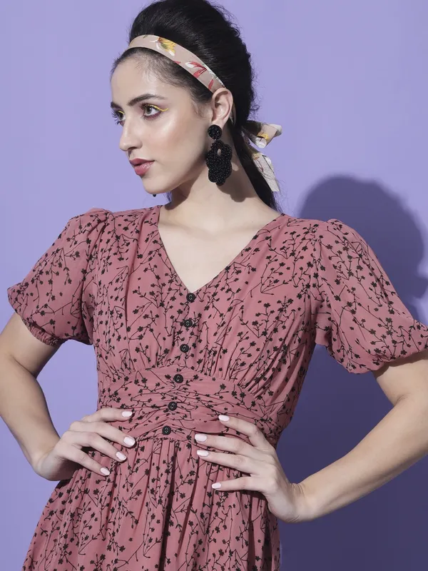 Peach_Georgette_Printed_dress