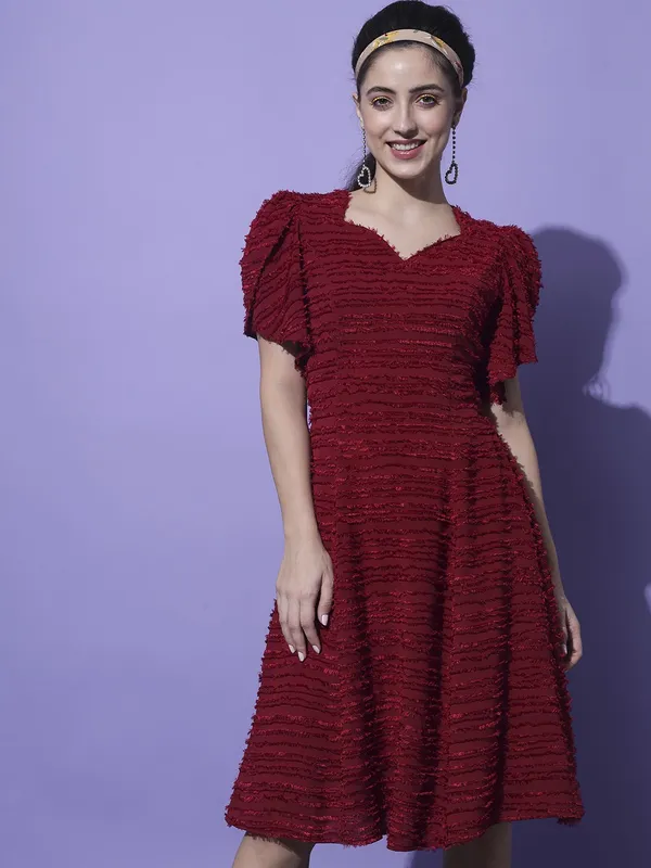 Maroon_Georgette_Self_Design_dress