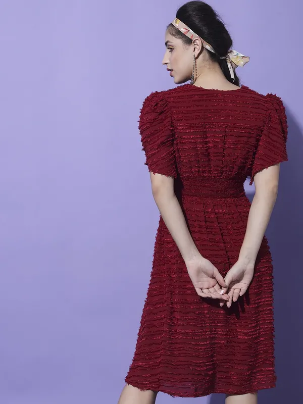 Maroon_Georgette_Self_Design_dress