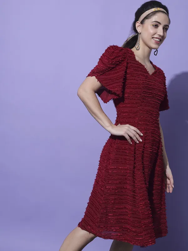Maroon_Georgette_Self_Design_dress