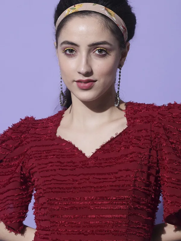 Maroon_Georgette_Self_Design_dress