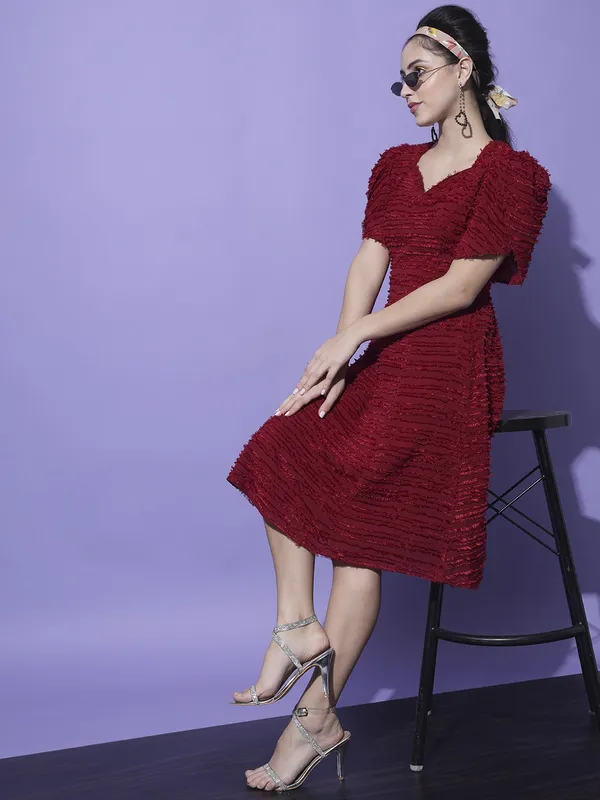 Maroon_Georgette_Self_Design_dress