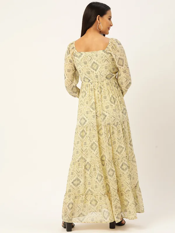 Yellow_Georgette_Geometric_Print_dress