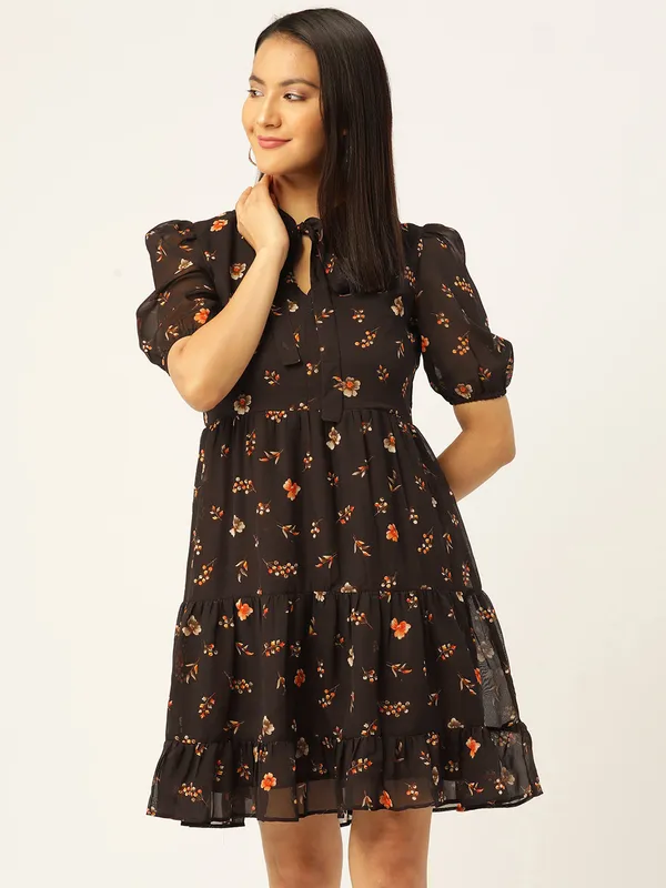 Brown_Georgette_Floral_Print_dress