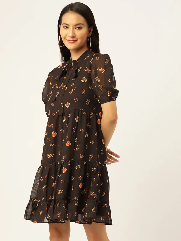 Brown_Georgette_Floral_Print_dress