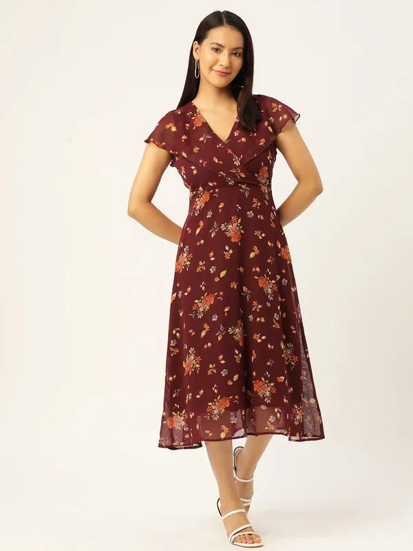 Maroon_Georgette_Printed_dress