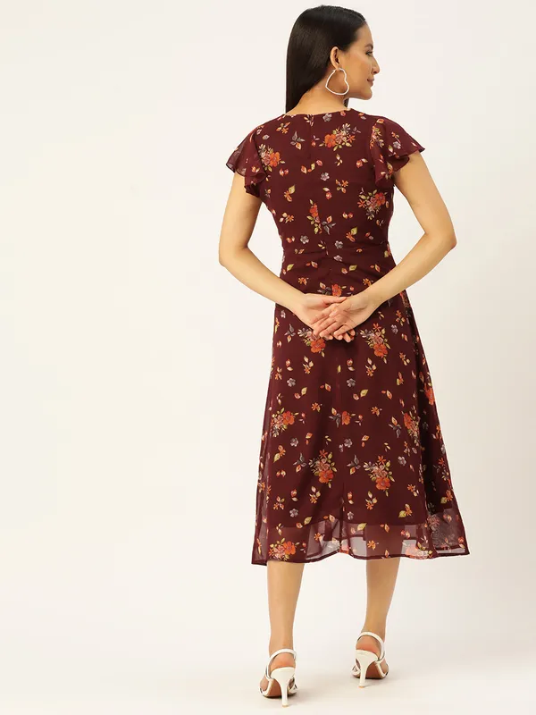 Maroon_Georgette_Printed_dress
