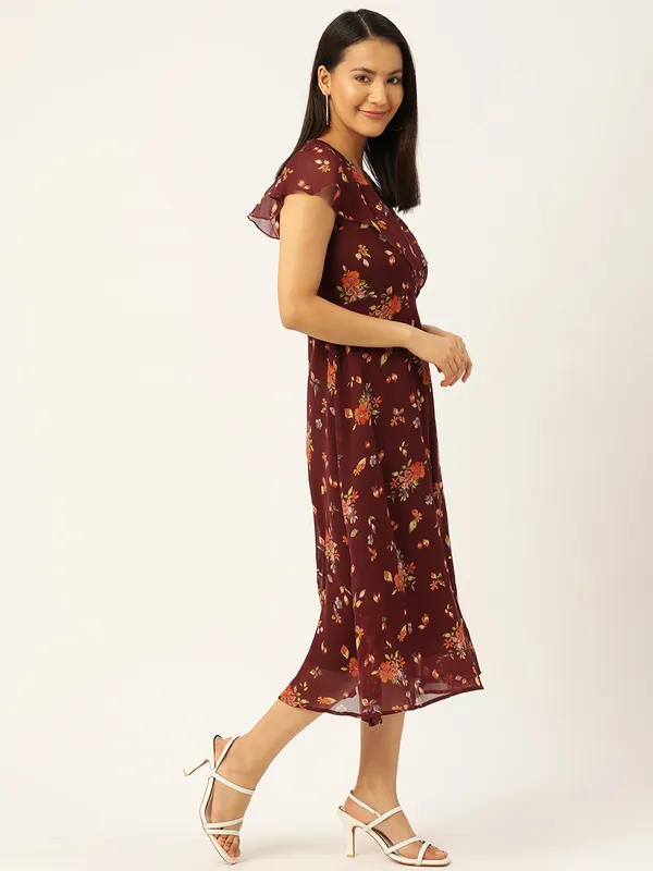 Maroon_Georgette_Printed_dress