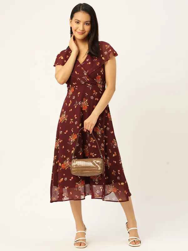 Maroon_Georgette_Printed_dress