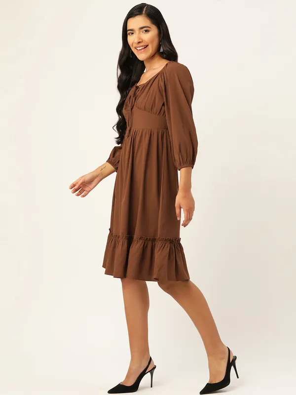 Brown_Crepe_Solid_dress