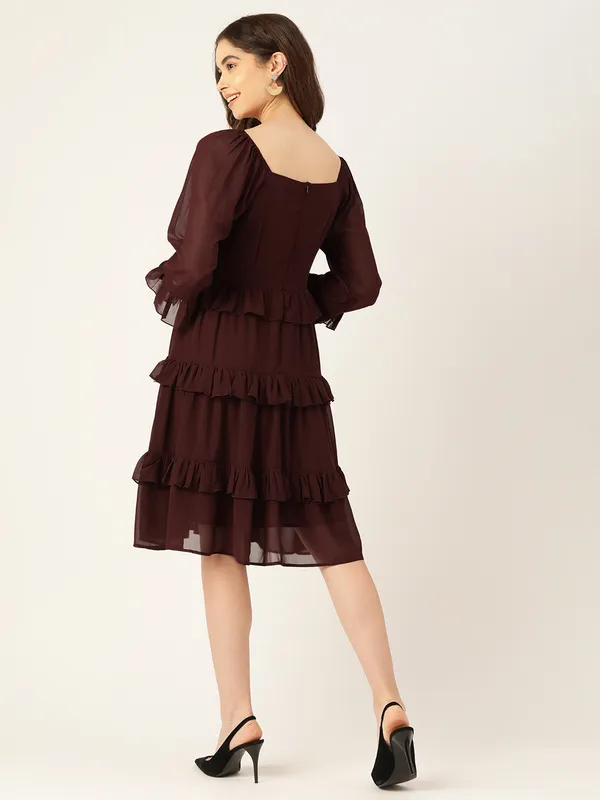 Brown_Georgette_Solid_dress