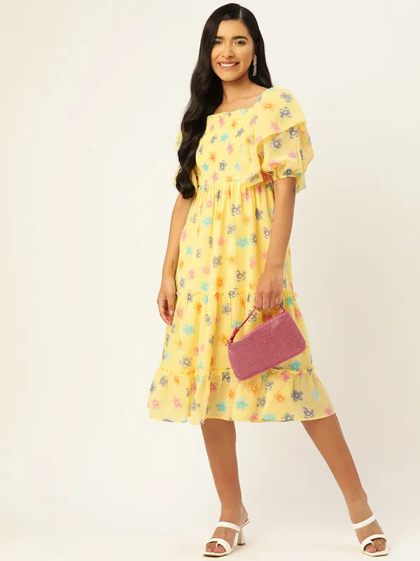 Yellow_Georgette_Printed_dress