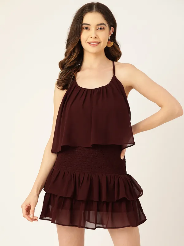 Maroon_Georgette_Floral_Print_dress