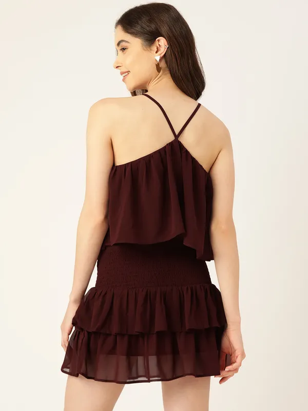 Maroon_Georgette_Floral_Print_dress