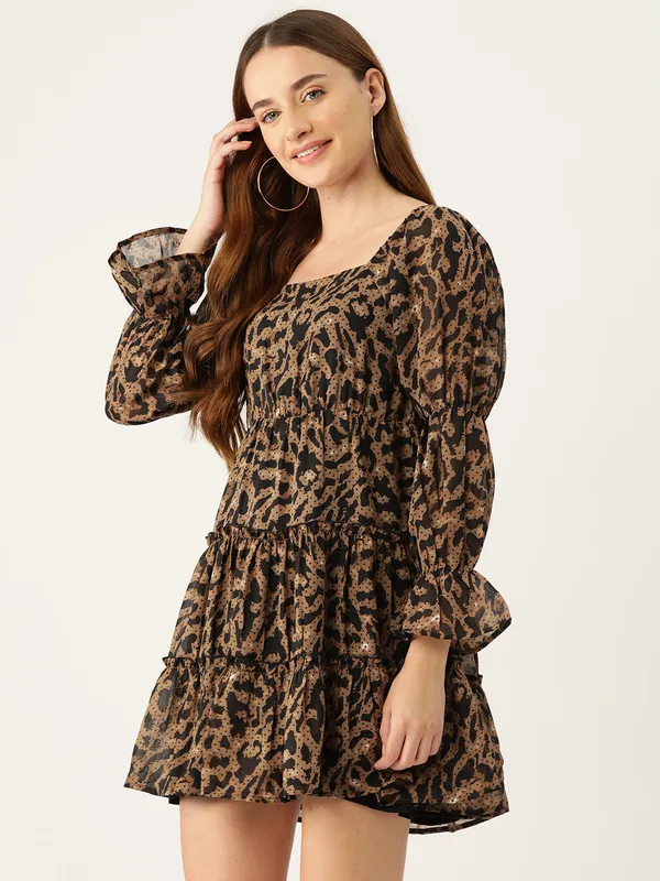 Brown_Georgette_Animal_Print_dress