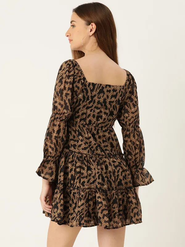 Brown_Georgette_Animal_Print_dress