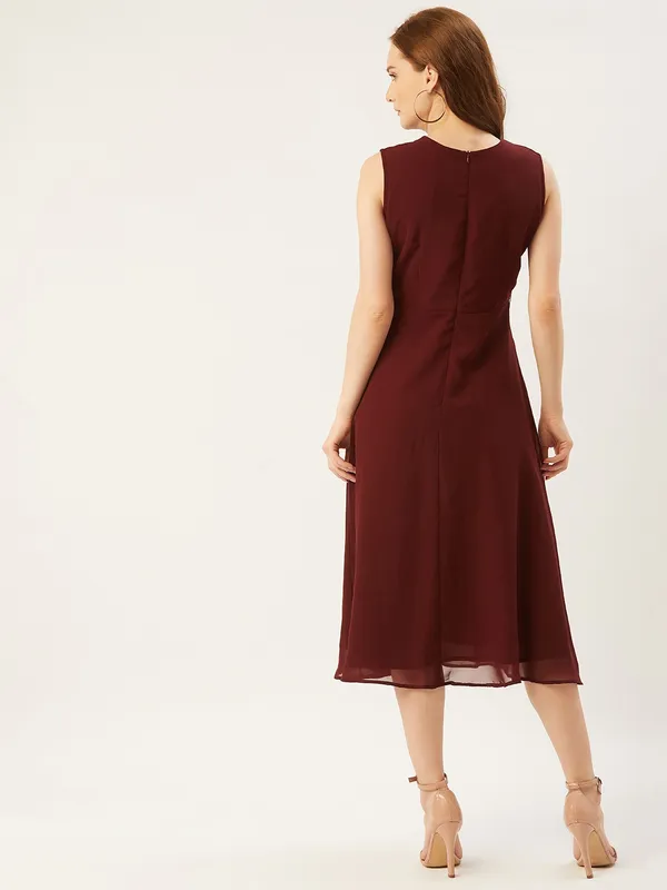Maroon_Georgette_Solid_dress