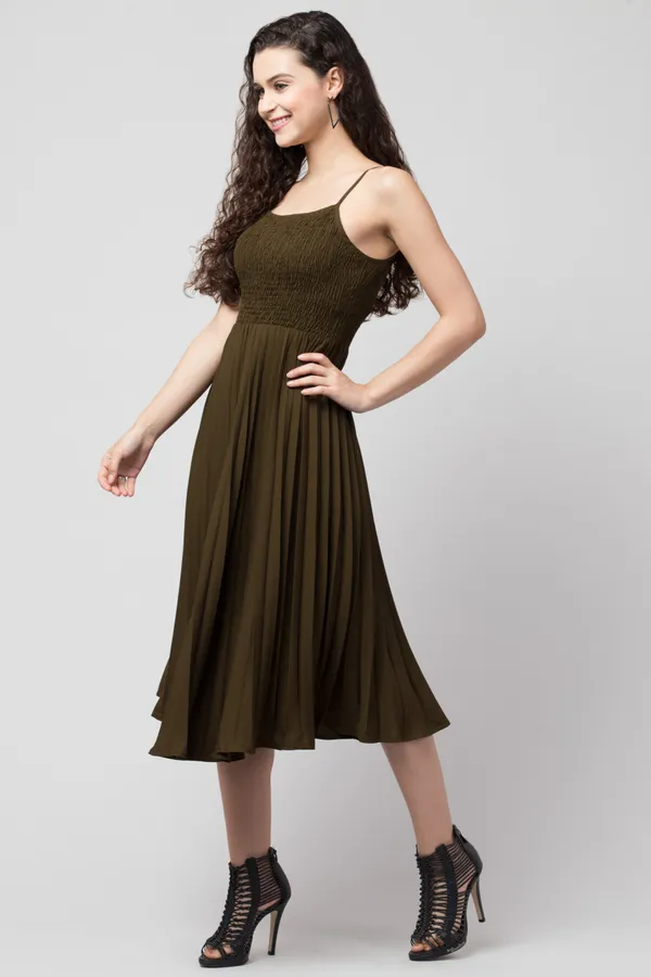 Green_Polyester_Solid_dress