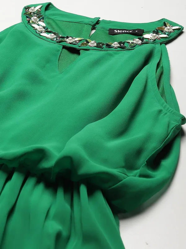 Green_Georgette_Solid_dress