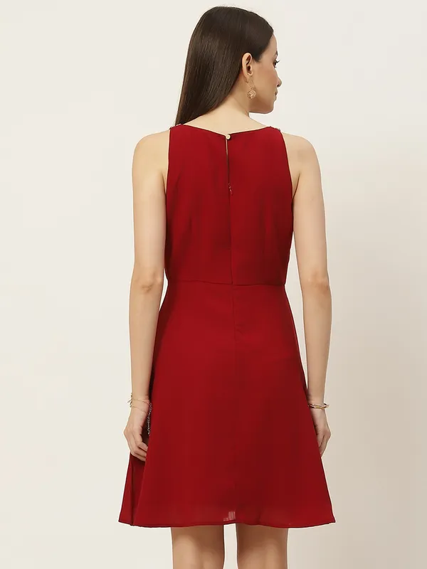 Maroon_Georgette_Solid_dress