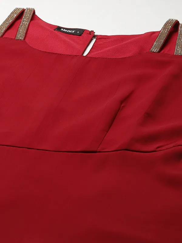 Maroon_Georgette_Solid_dress