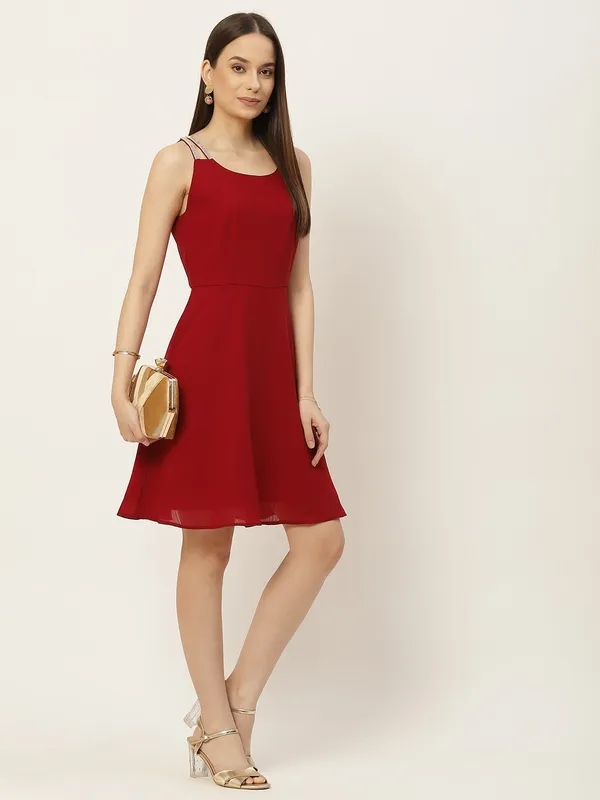 Maroon_Georgette_Solid_dress