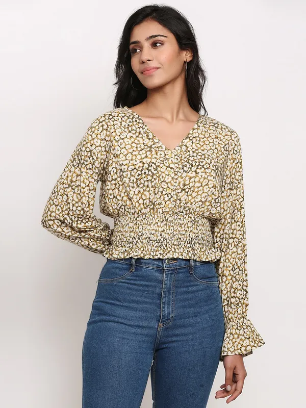 Yellow_Polyester_Printed_top
