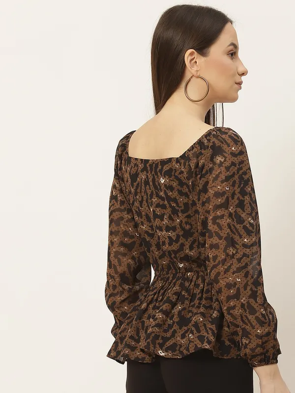Brown_Georgette_Printed_top