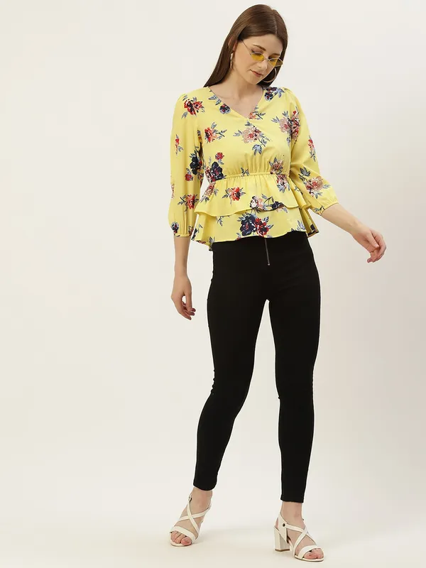 Yellow_Polyester_Floral_Print_top