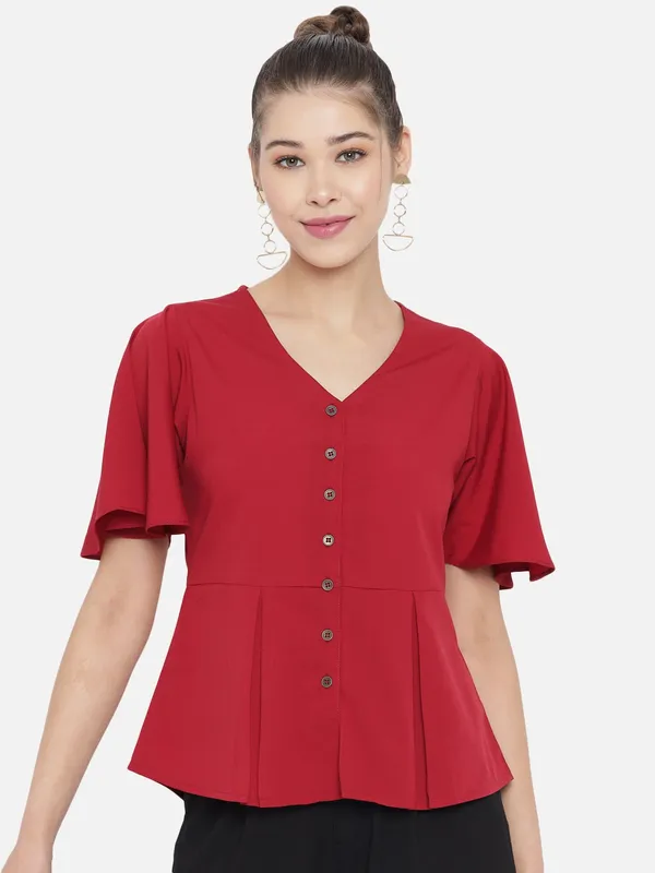 Maroon_Crepe_Solid_top
