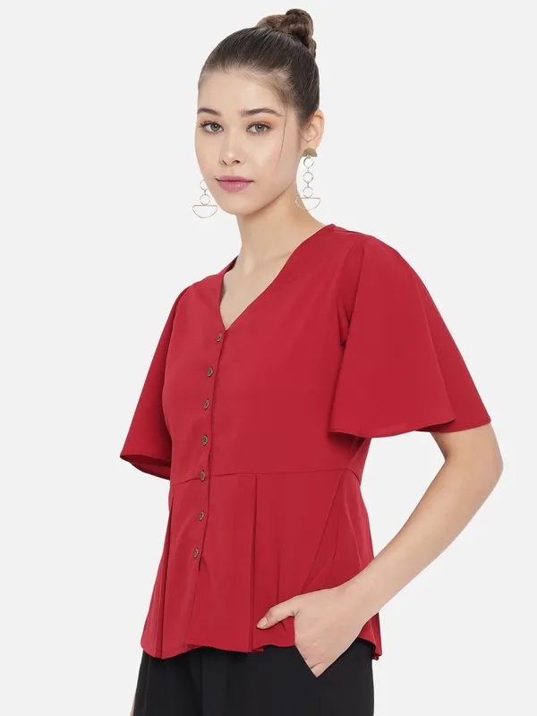 Maroon_Crepe_Solid_top