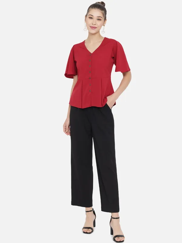 Maroon_Crepe_Solid_top