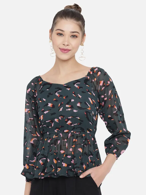 Green_Georgette_Printed_top