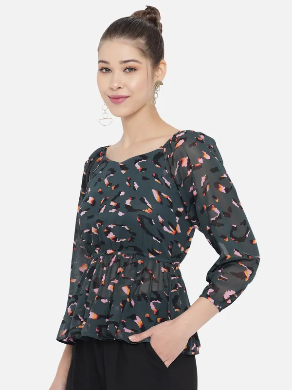 Green_Georgette_Printed_top