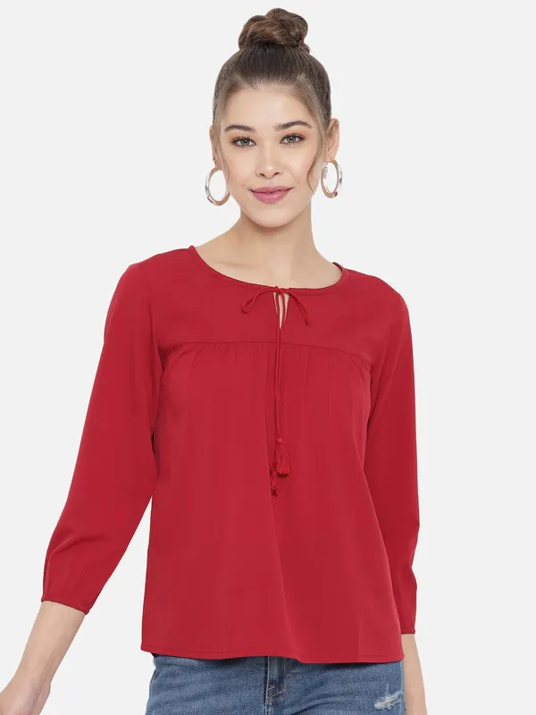 Maroon_Crepe_Solid_top