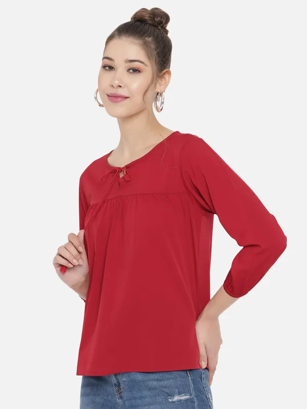 Maroon_Crepe_Solid_top